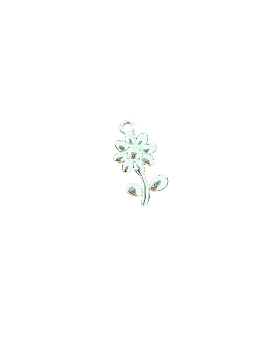 FLOR CON TALLO PLATEADA