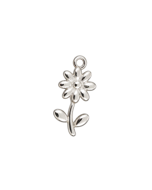 FLOR CON TALLO PLATEADA