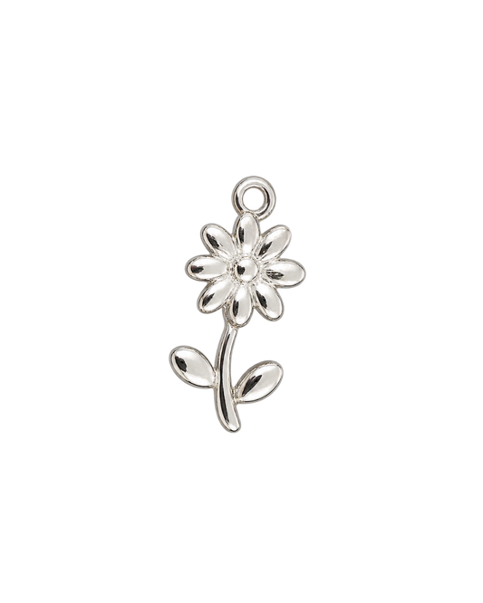 FLOR CON TALLO PLATEADA